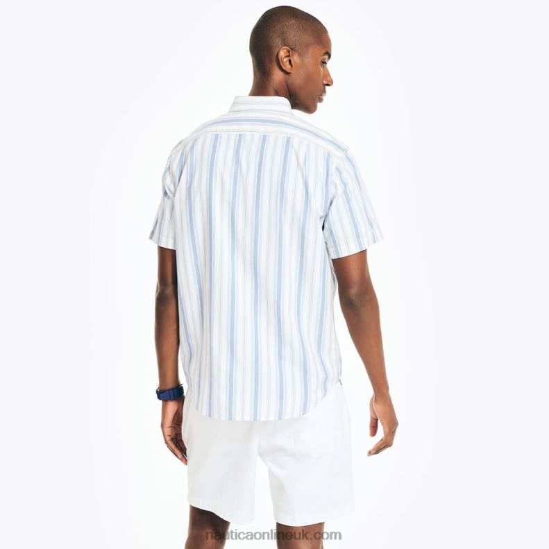 Nautica Sustainably Crafted Striped Short-Sleeve Shirt L6J4L427 Sail White Men