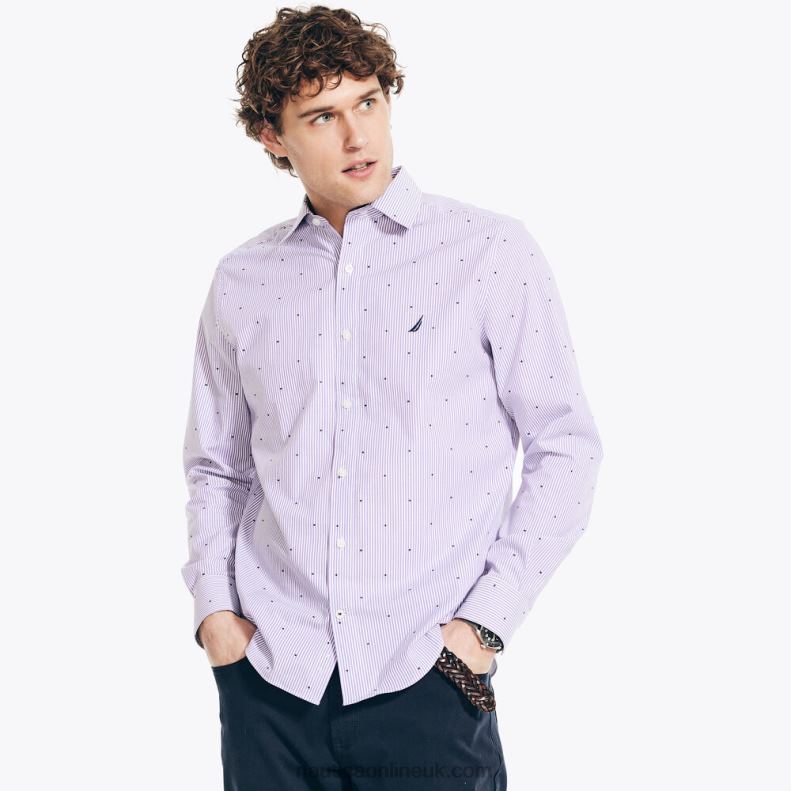 Nautica Wrinkle-Resistant Plaid Wear To Work Shirt L6J4L421 Ocean Violet Men