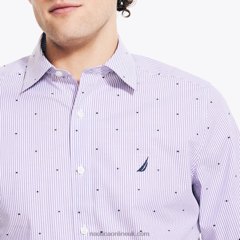 Nautica Wrinkle-Resistant Plaid Wear To Work Shirt L6J4L421 Ocean Violet Men