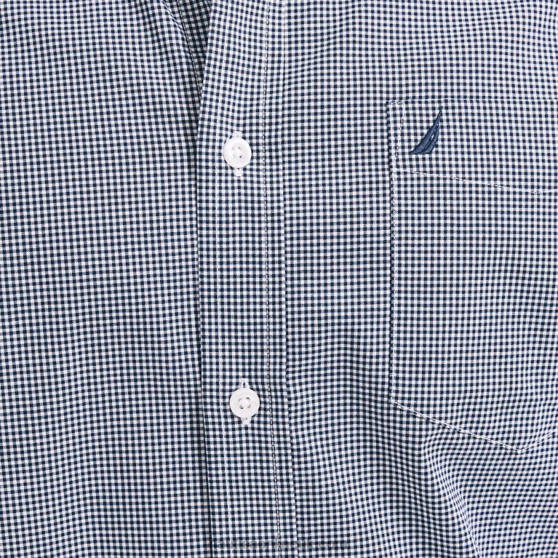 Nautica Wrinkle-Resistant Plaid Wear To Work Short-Sleeve Shirt L6J4L42 J Navy Men