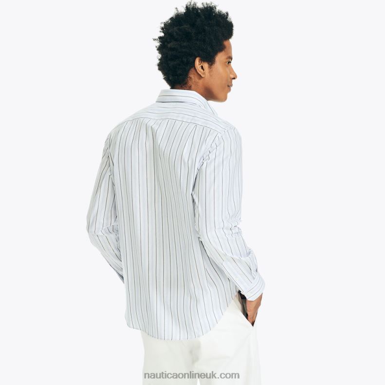 Nautica Wrinkle-Resistant Striped Wear To Work Shirt L6J4L402 Light Tide Water Wash Men