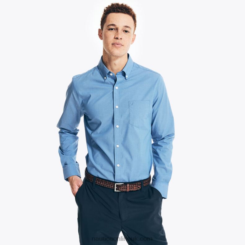 Nautica Wrinkle-Resistant Wear To Work Shirt L6J4L712 Rolling River Wash Men