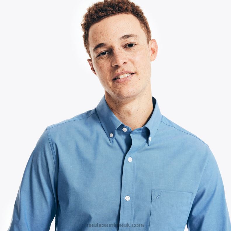 Nautica Wrinkle-Resistant Wear To Work Shirt L6J4L712 Rolling River Wash Men