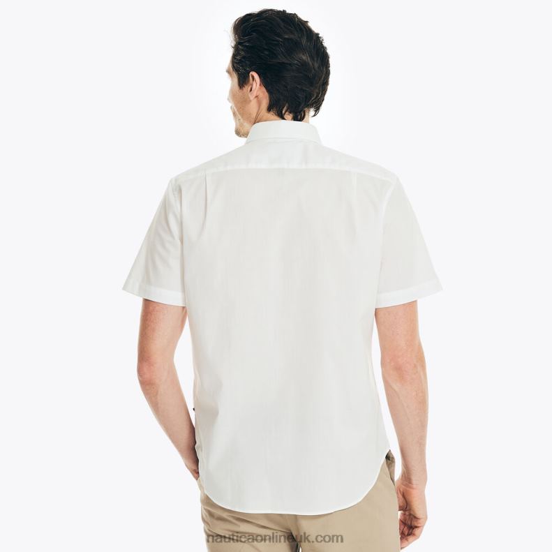 Nautica Wrinkle-Resistant Wear To Work Short-Sleeve Shirt L6J4L519 Bright White Men