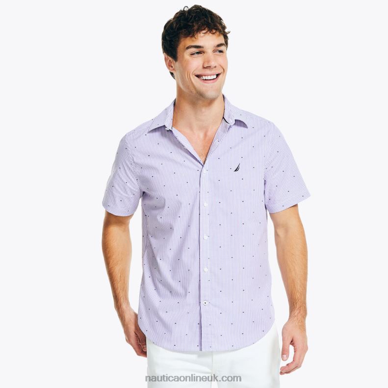 Nautica Wrinkle-Resistant Wear To Work Short-Sleeve Shirt L6J4L539 Ocean Violet Men