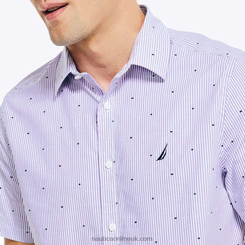 Nautica Wrinkle-Resistant Wear To Work Short-Sleeve Shirt L6J4L539 Ocean Violet Men
