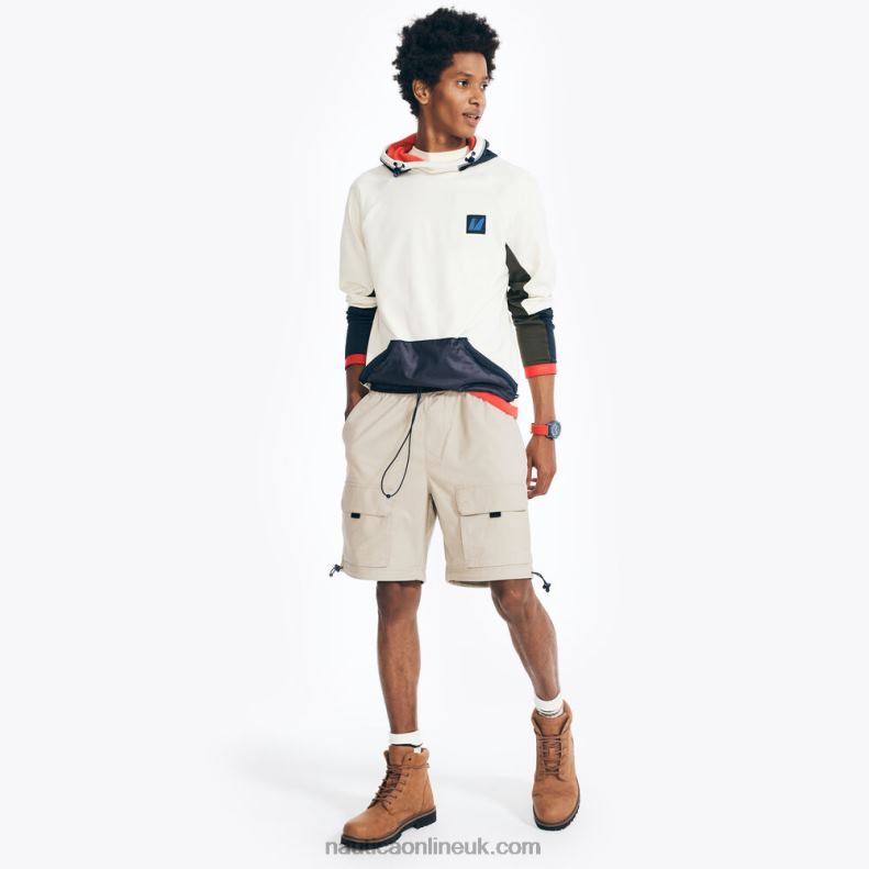 Nautica 8.5\" Mixed Media Ripstop Cargo Short L6J4L236 Sail White Men