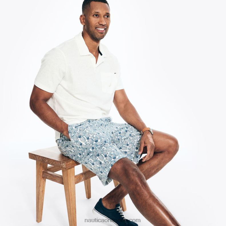 Nautica 8.5\" Printed Cabana Short L6J4L231 Sail White Men
