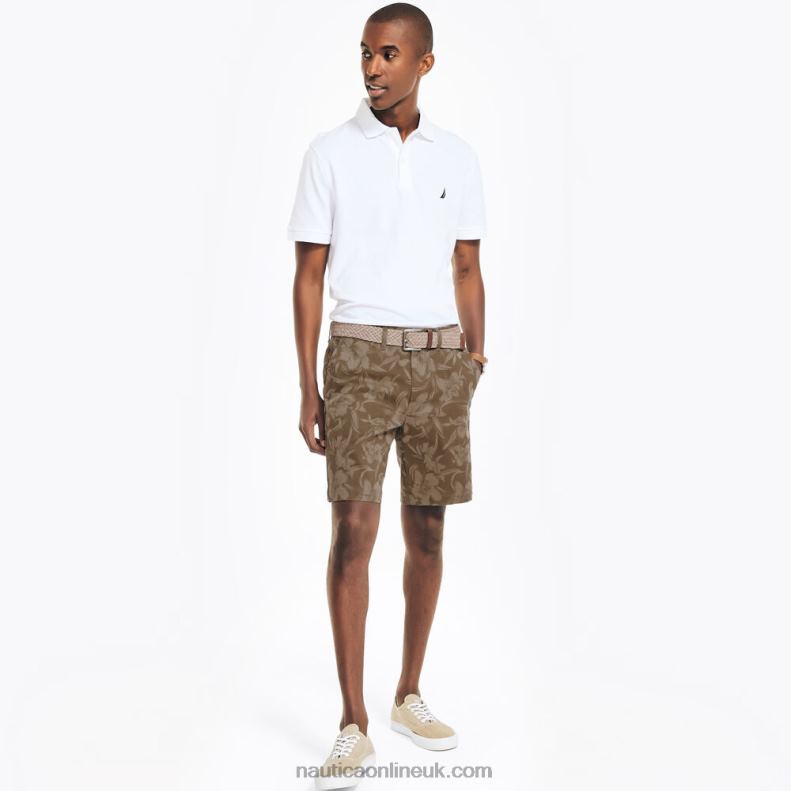 Nautica 8.5\" Printed Deck Short L6J4L420 Shaded Spruce Heather Men
