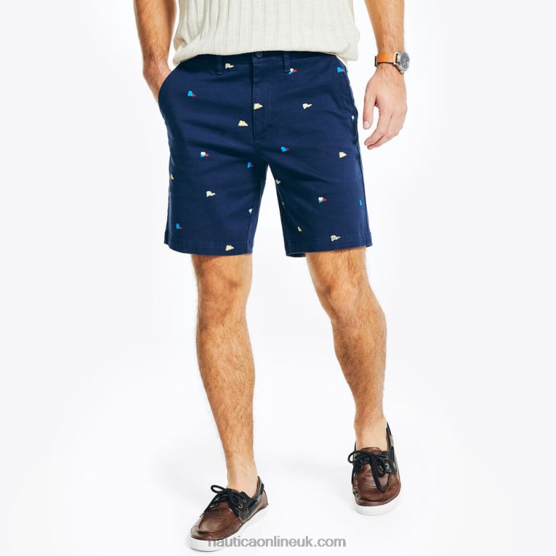 Nautica 8.5" Printed Deck Short L6J4L447 Lapis Blue Men