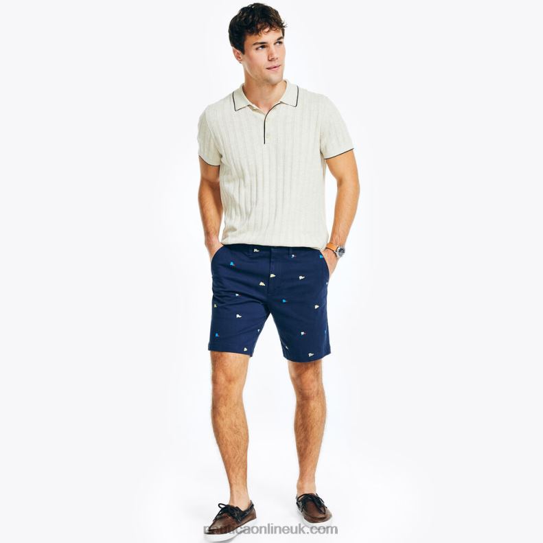 Nautica 8.5\" Printed Deck Short L6J4L447 Lapis Blue Men