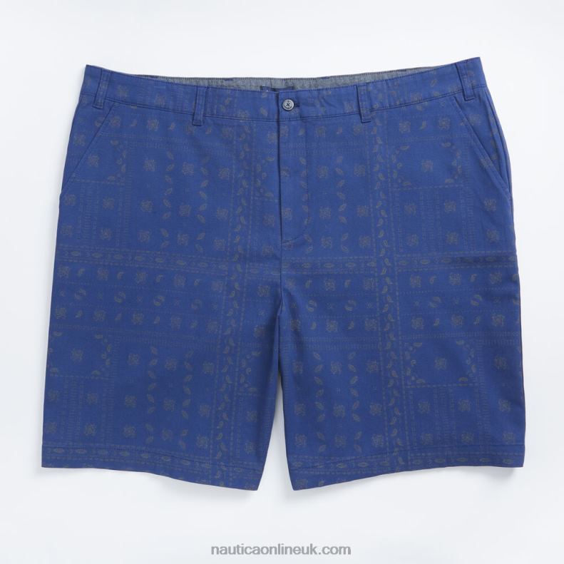 Nautica 9.5" Big & Tall Slim Fit Printed Short L6J4L540 Blue Depths Men