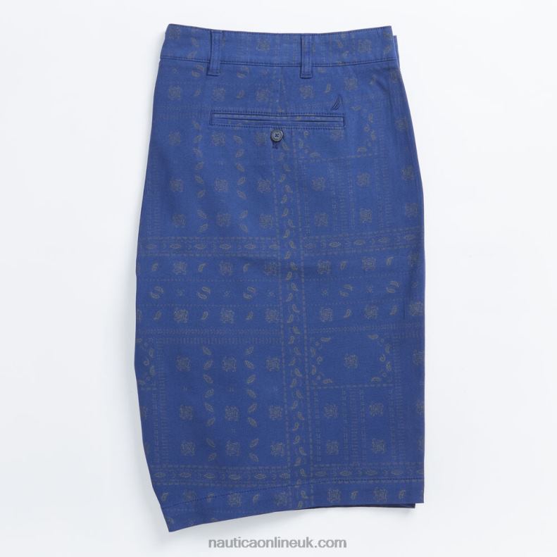 Nautica 9.5\" Big & Tall Slim Fit Printed Short L6J4L540 Blue Depths Men