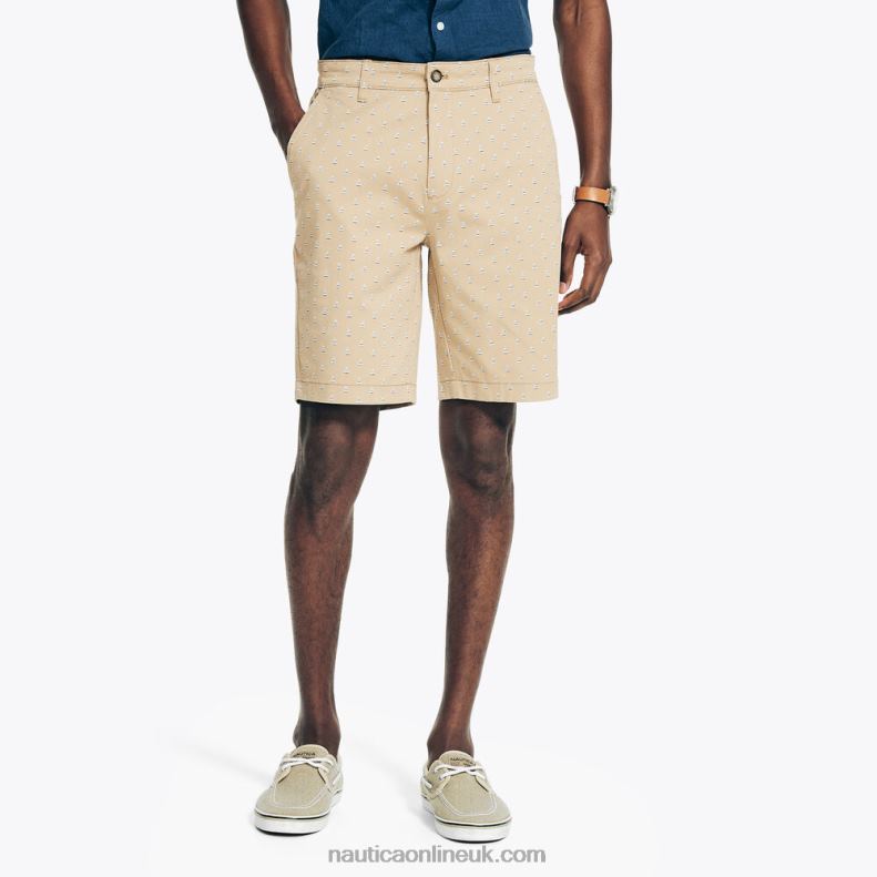 Nautica 9.5" Printed Deck Short L6J4L234 Tuscany Tan Men