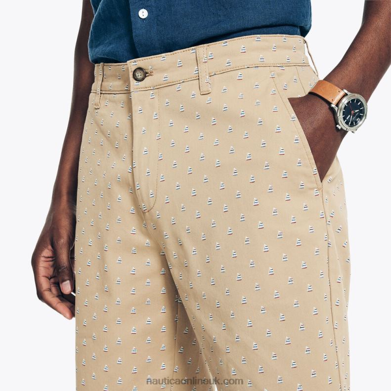 Nautica 9.5\" Printed Deck Short L6J4L234 Tuscany Tan Men