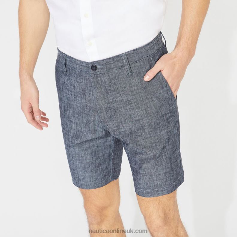 Nautica Big & Tall 8.5\" Chambray Deck Short L6J4L670 Sinker Blue Denim Wash Men
