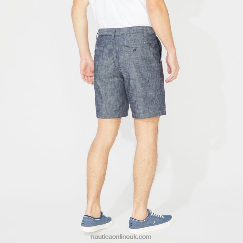 Nautica Big & Tall 8.5\" Chambray Deck Short L6J4L670 Sinker Blue Denim Wash Men
