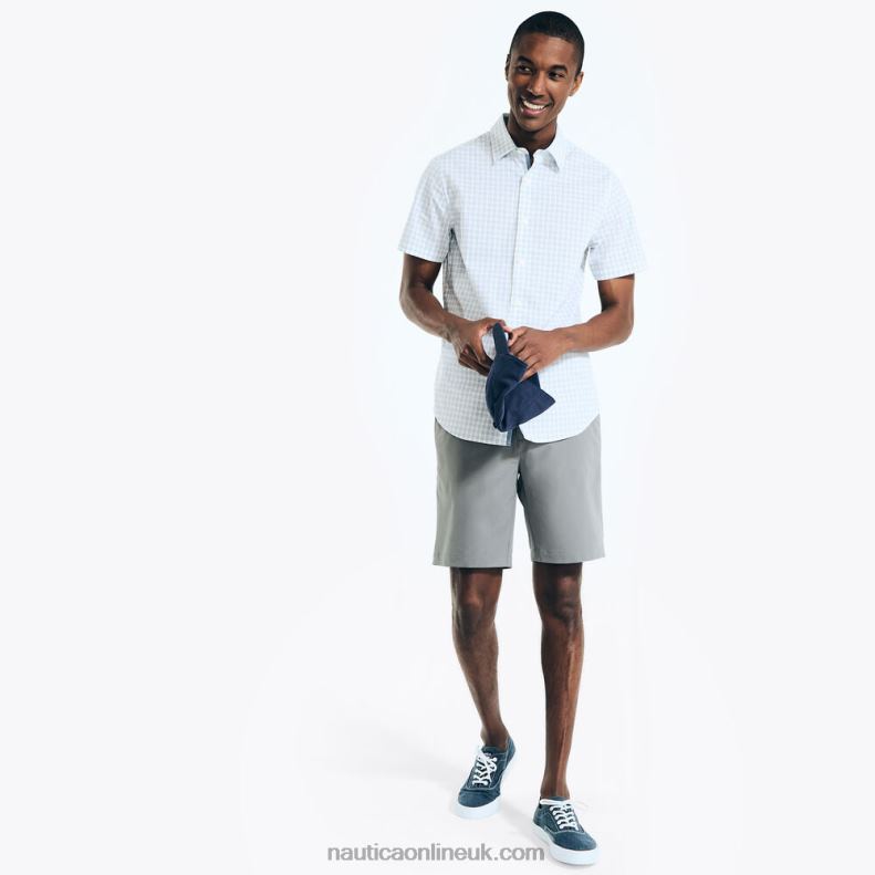 Nautica Navtech 8.5\" Slim Fit Flat-Front Short L6J4L412 Pewter Grey Men