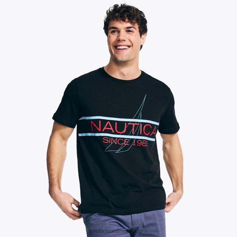 Nautica Logo Graphic Sleep T-Shirt L6J4L56 True Black Men