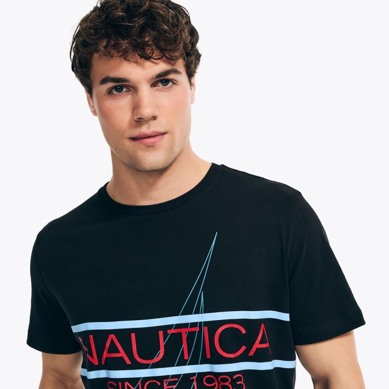 Nautica Logo Graphic Sleep T-Shirt L6J4L56 True Black Men