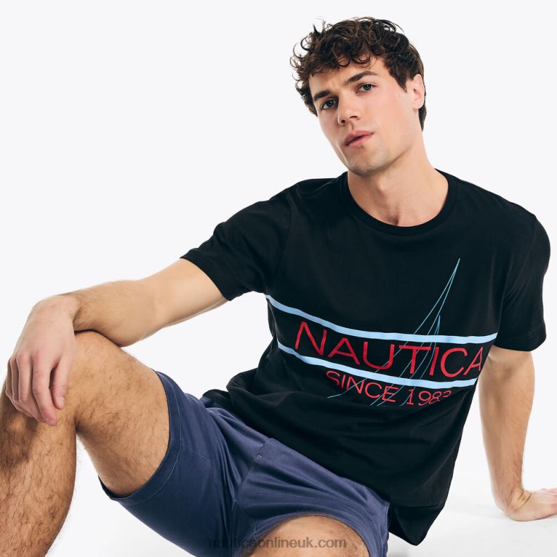 Nautica Logo Graphic Sleep T-Shirt L6J4L56 True Black Men