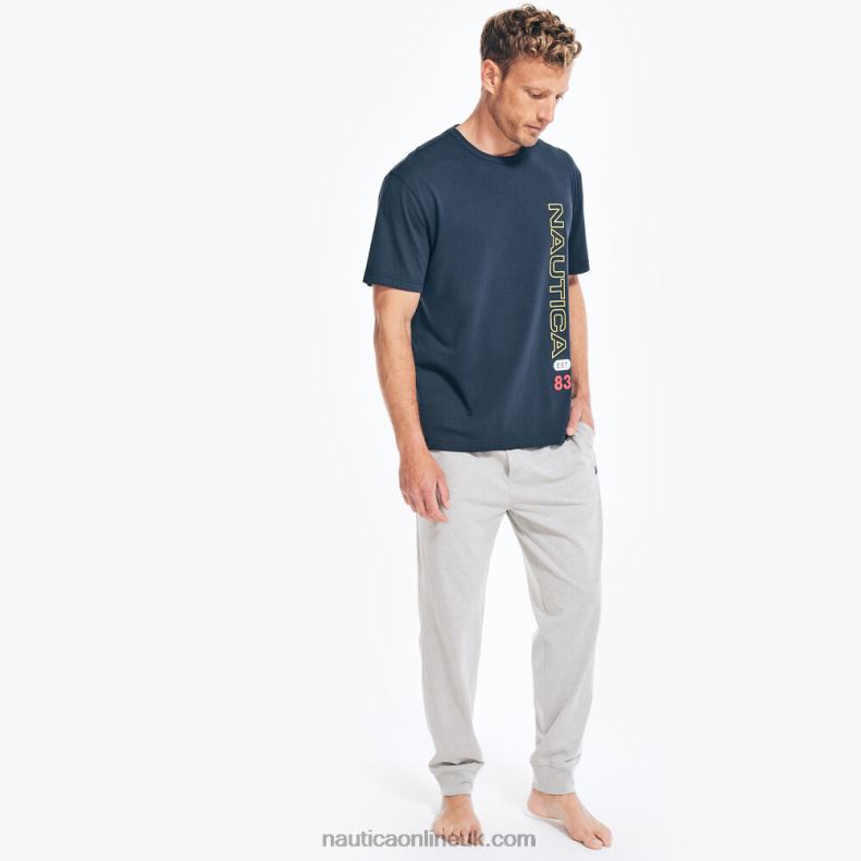 Nautica Logo Graphic T-Shirt Pajama Pant Set L6J4L460 Navy Men