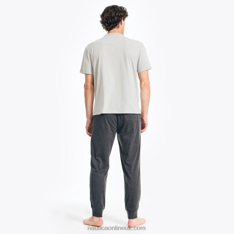 Nautica Logo Graphic T-Shirt Pajama Pant Set L6J4L466 Grey Heather Men