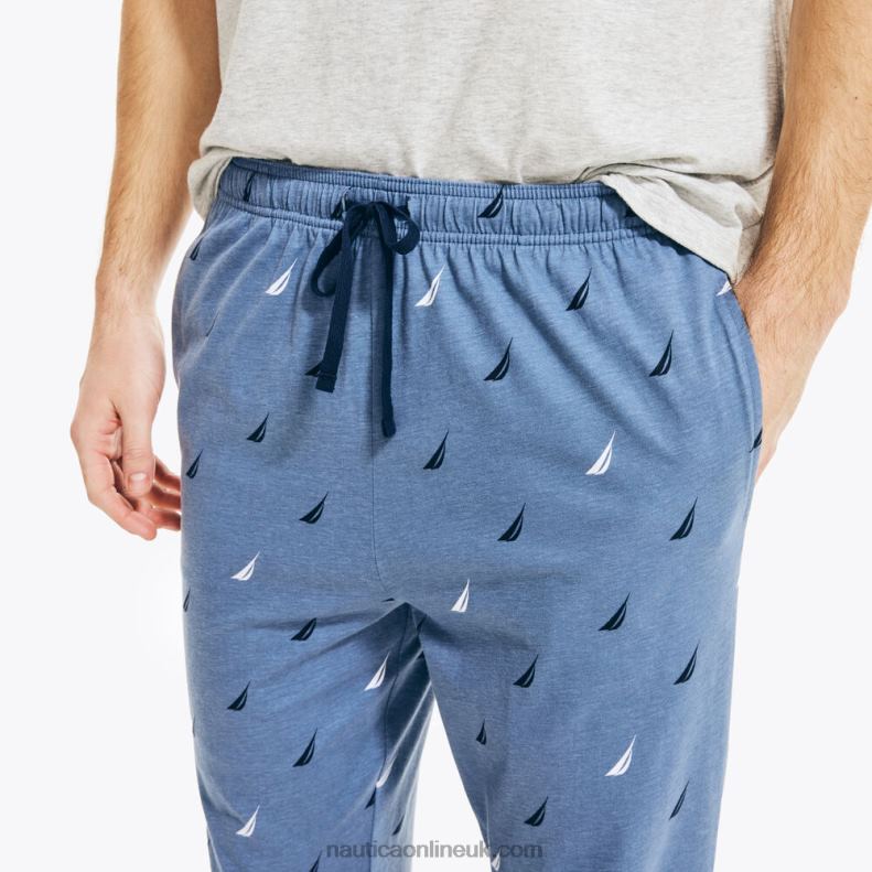 Nautica Logo Print Knit Sleep Pant L6J4L537 Cobalt Wave Men