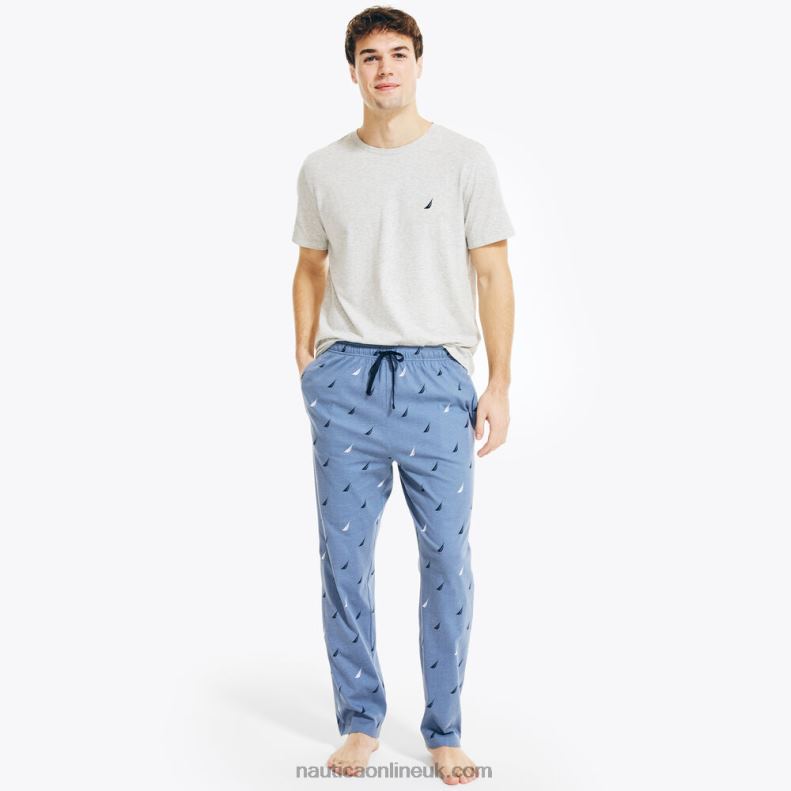 Nautica Logo Print Knit Sleep Pant L6J4L537 Cobalt Wave Men