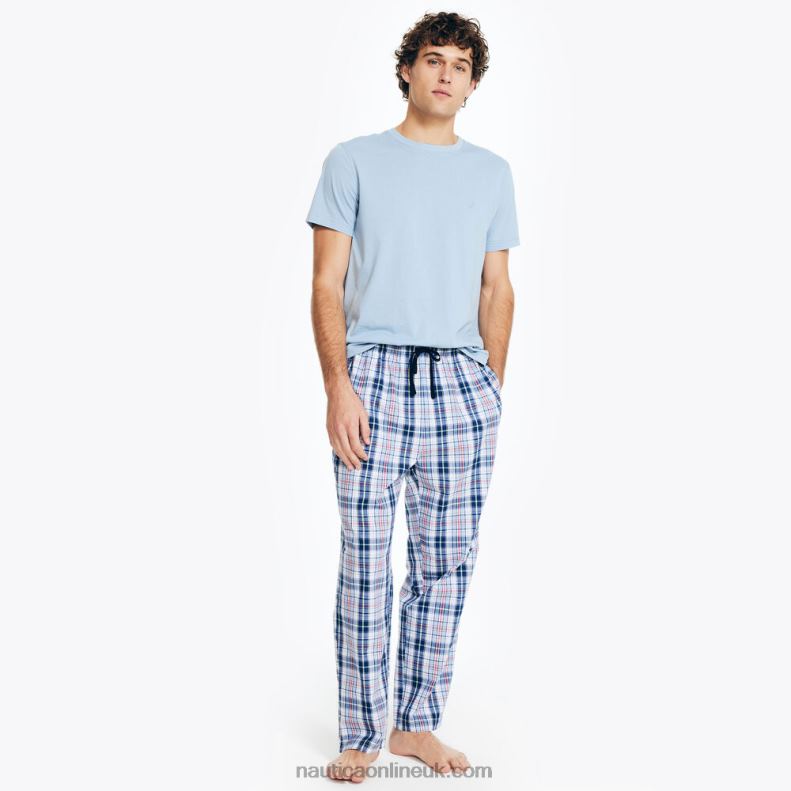 Nautica Plaid Pajama Pant Set L6J4L448 Noon Blue Men