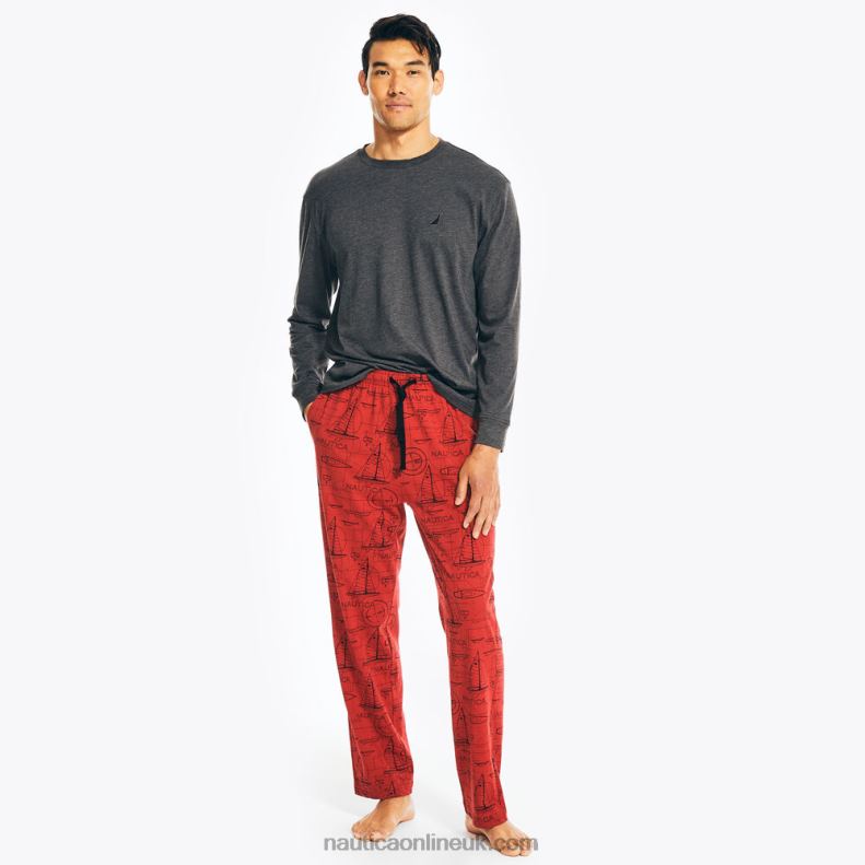 Nautica Print Pajama Pant Set L6J4L704 True Black Men