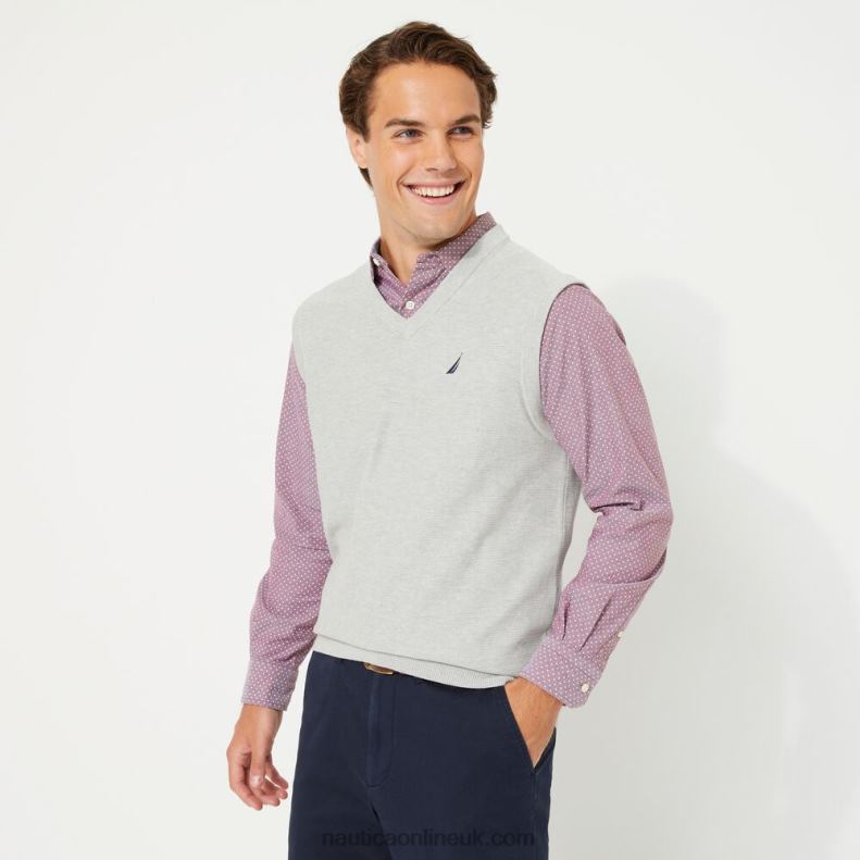 Nautica Big & Tall Navtech V-Neck Sweater Vest L6J4L615 Grey Heather Men