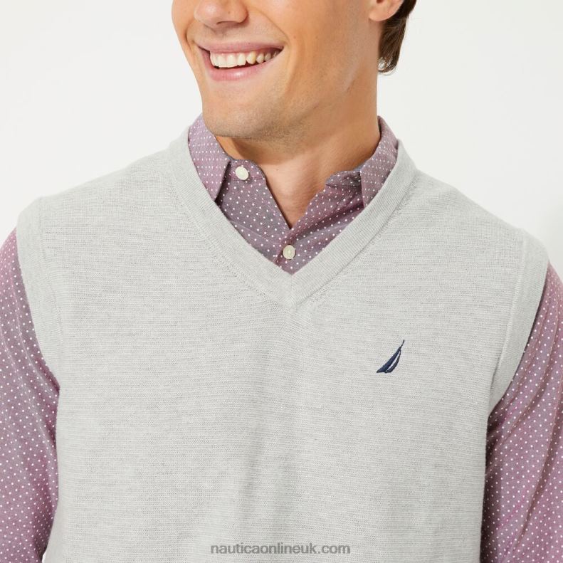 Nautica Big & Tall Navtech V-Neck Sweater Vest L6J4L615 Grey Heather Men