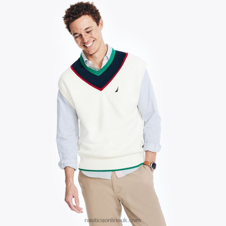 Nautica Cricket Sweater Vest L6J4L468 Marshmallow Men