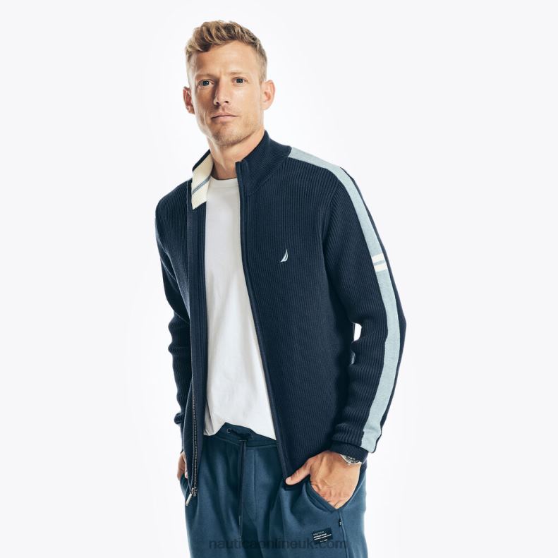 Nautica Mock-Neck Full-Zip Sweater L6J4L201 Navy Men