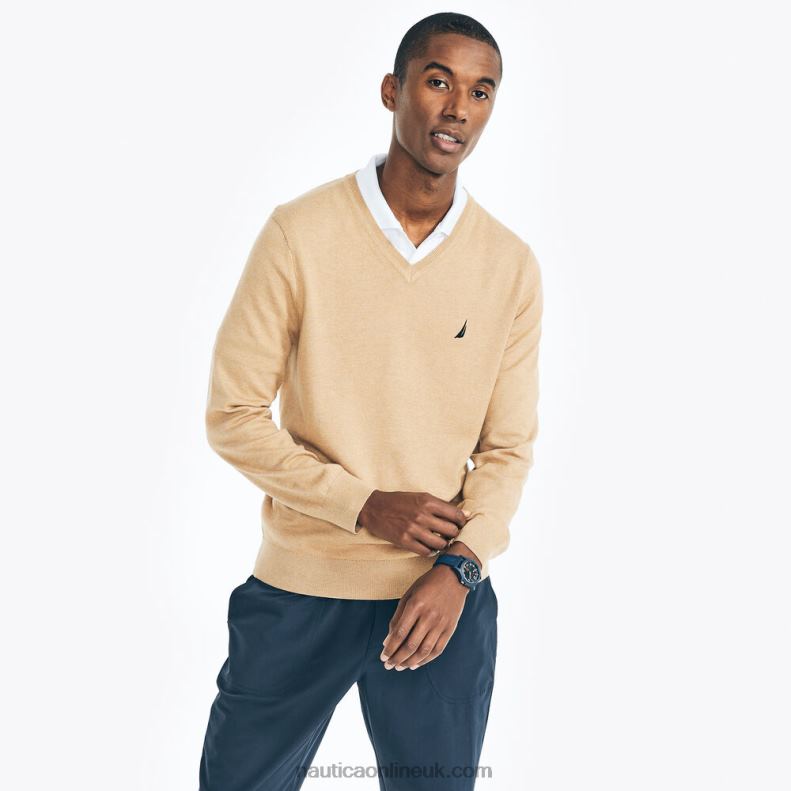 Nautica Navtech V-Neck Sweater L6J4L505 Camel Heather Men