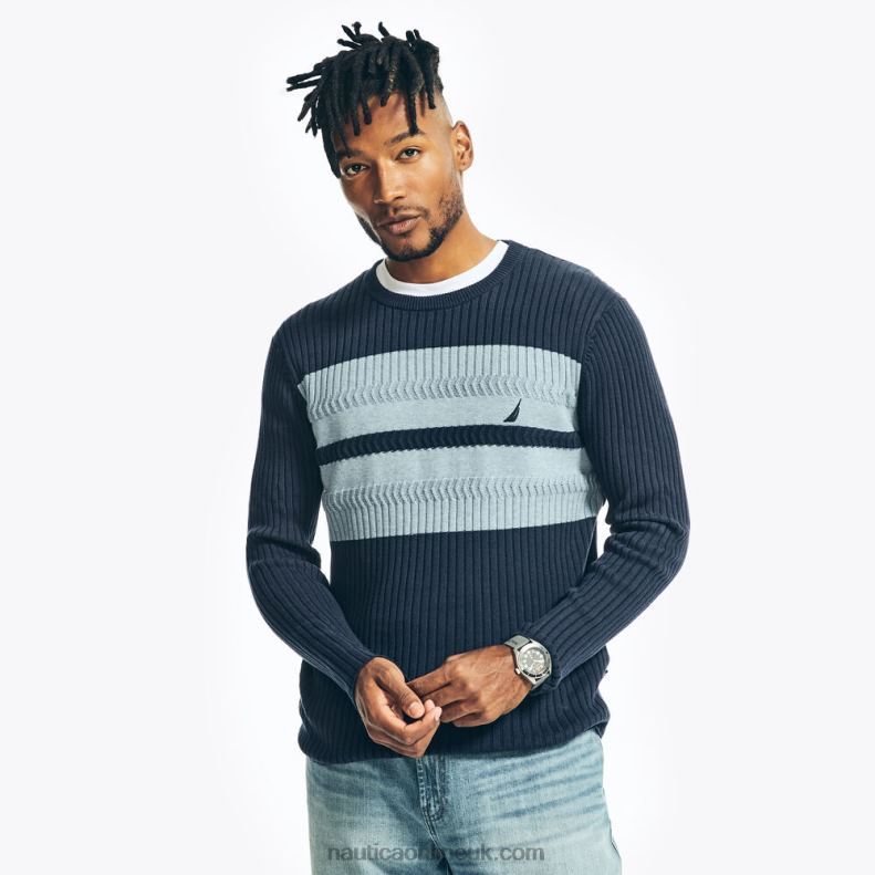 Nautica Striped Crewneck Sweater L6J4L325 Navy Men
