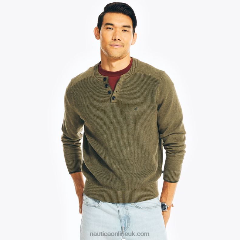 Nautica Sustainably Crafted Long-Sleeve Henley Sweater L6J4L544 Dark Hunter Men