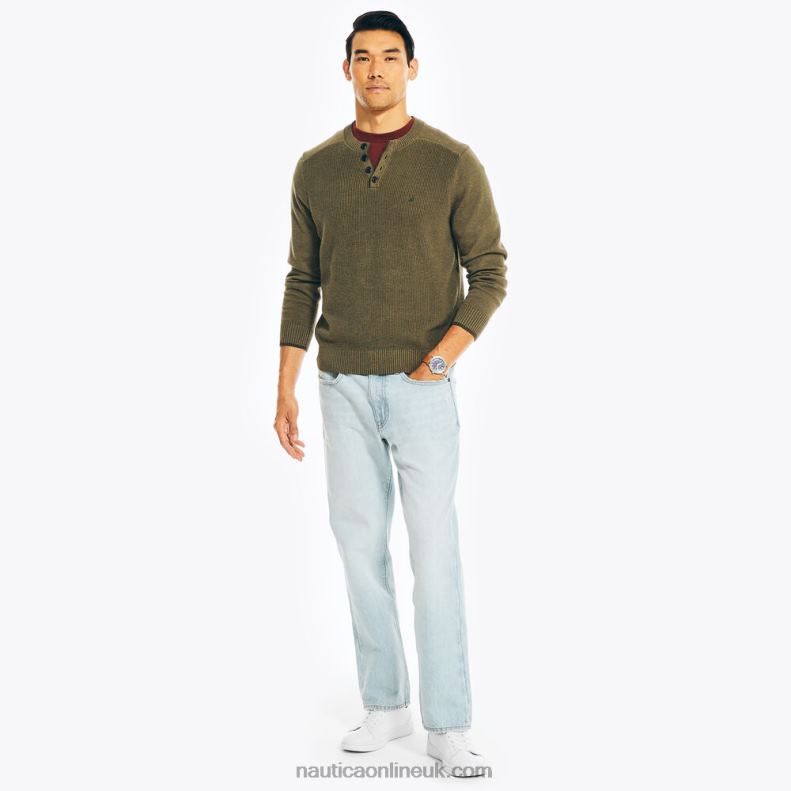 Nautica Sustainably Crafted Long-Sleeve Henley Sweater L6J4L544 Dark Hunter Men