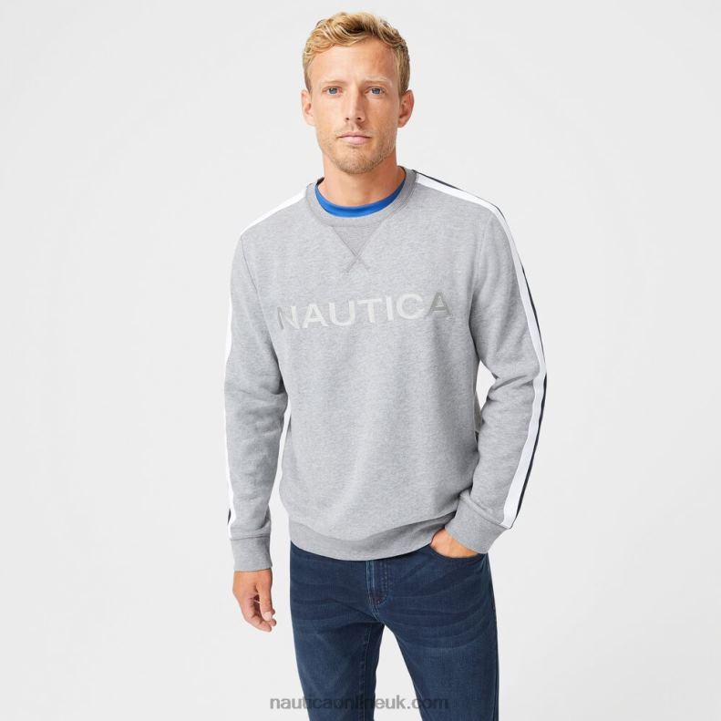 Nautica Big & Tall Logo Fleece Sweatshirt L6J4L613 Stone Grey Heather Men