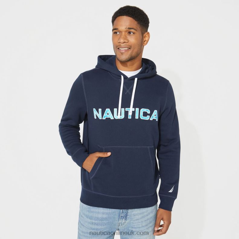 Nautica Big & Tall Logo Pullover Hoodie L6J4L709 Navy Men