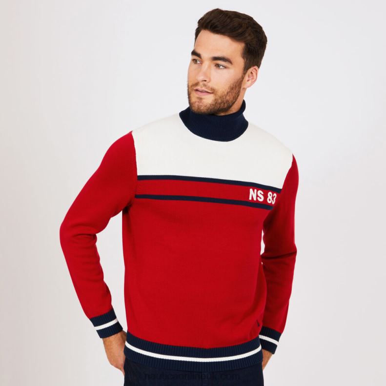 Nautica Big & Tall Ns-83 Colorblock Turtleneck L6J4L724 Nautica Red Men