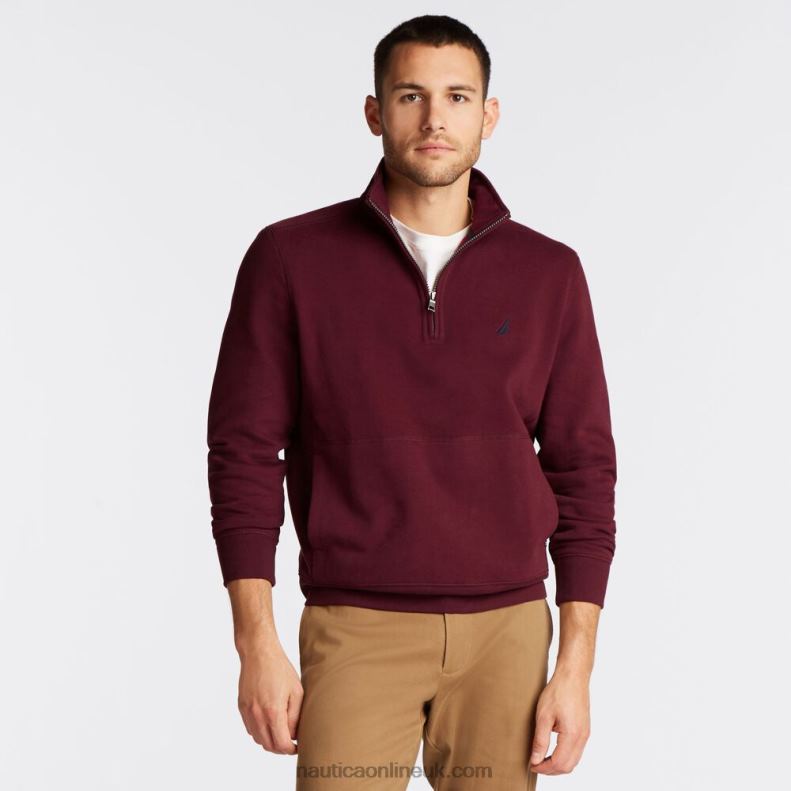 Nautica Big & Tall Quarter Zip Fleece Pullover L6J4L530 Royal Burgundy Men
