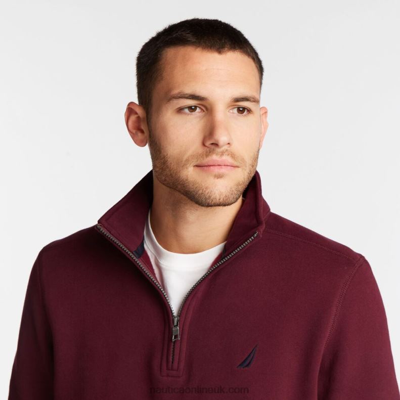 Nautica Big & Tall Quarter Zip Fleece Pullover L6J4L530 Royal Burgundy Men