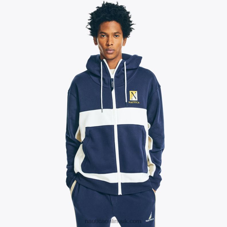 Nautica Colorblock Full-Zip Hoodie L6J4L464 Stellar Blue Heather Men