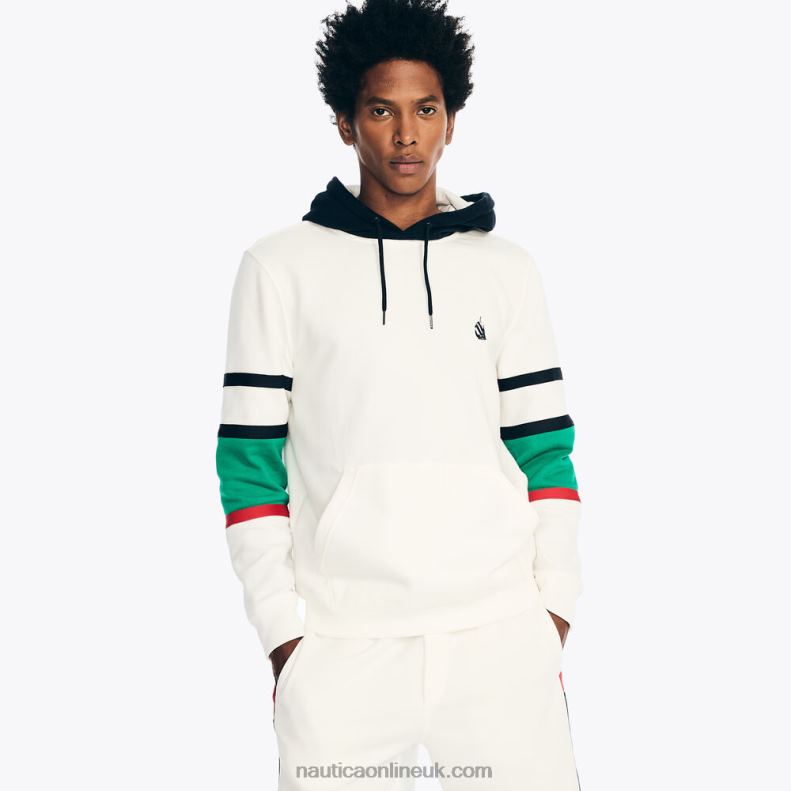 Nautica Colorblock Logo Fleece Hoodie L6J4L381 Sail White Men