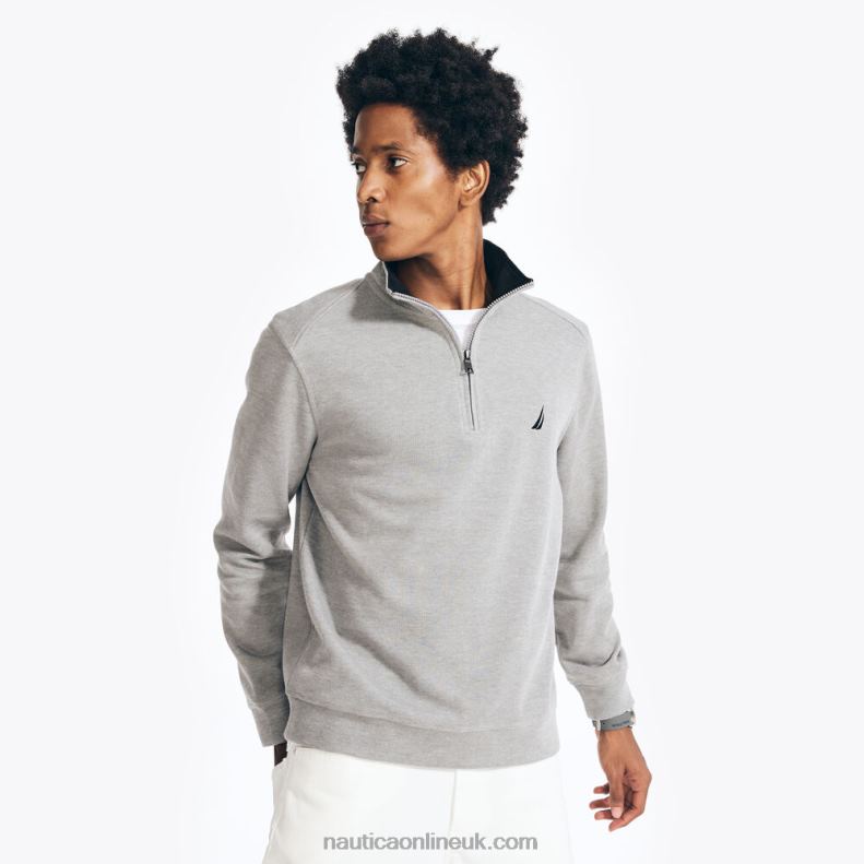 Nautica Quarter-Zip Sweatshirt L6J4L99 Stone Grey Heather Men