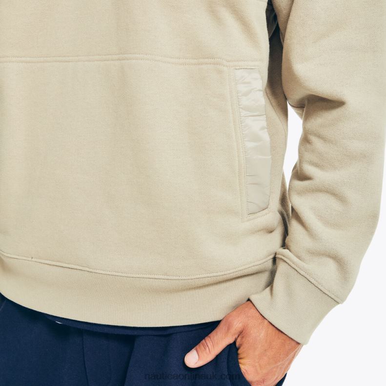 Nautica Quilted Mixed Media Fleece Pullover L6J4L275 Sail White Men