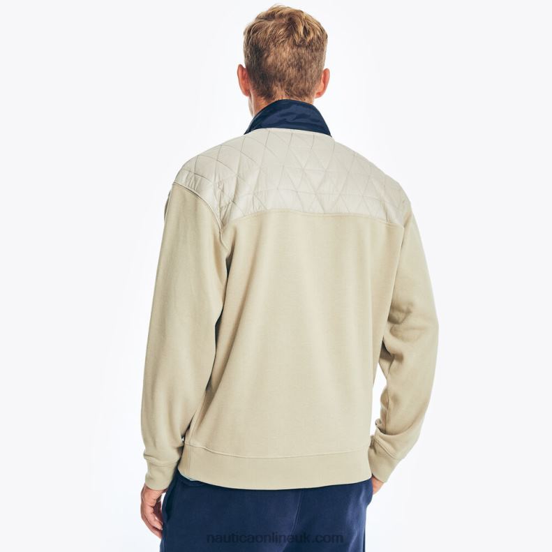 Nautica Quilted Mixed Media Fleece Pullover L6J4L275 Sail White Men