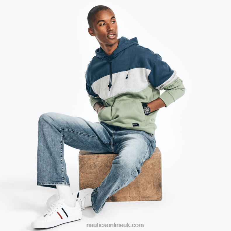 Nautica Sustainably Crafted Colorblock Hoodie L6J4L365 Lapis Blue Men